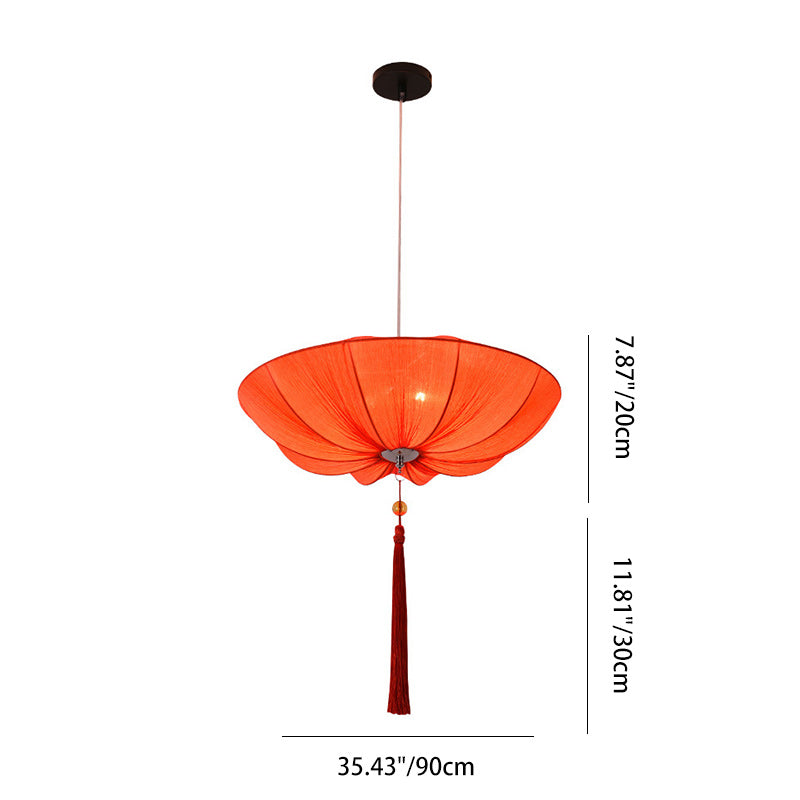 Traditional Chinese Lotus Petal Shape Fabric Lampshade Hardware 1/3 - Light Chandeliers For Dining Room