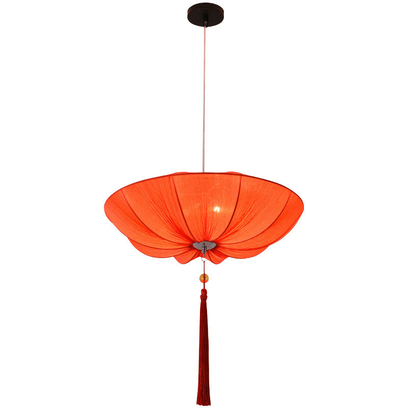 Traditional Chinese Lotus Petal Shape Fabric Lampshade Hardware 1/3 - Light Chandeliers For Dining Room