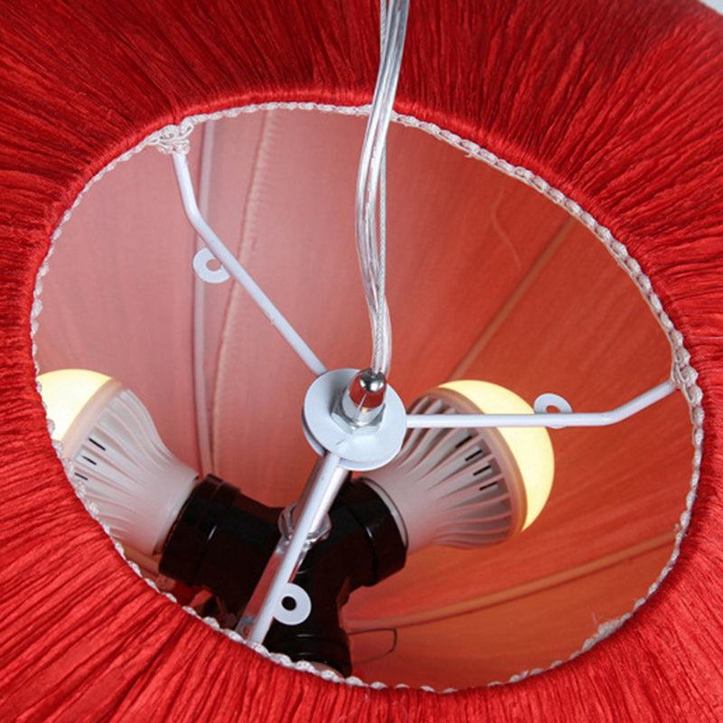 Traditional Chinese Lotus Petal Shape Fabric Lampshade Hardware 1/3 - Light Chandeliers For Dining Room