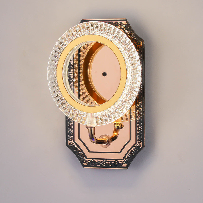Modern Luxury Round Crown Aluminum Iron LED Wall Sconce Lamp For Living Room