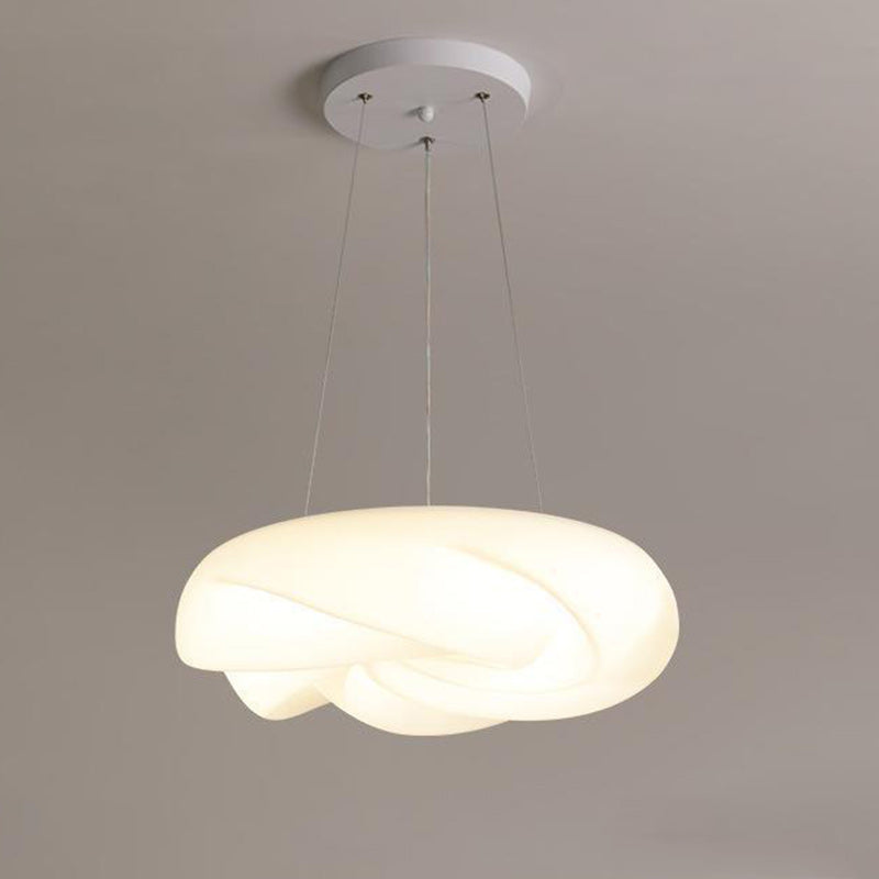 Contemporary Nordic Cream Flower Roll Acrylic Lampshade Iron LED Chandelier For Dining Room