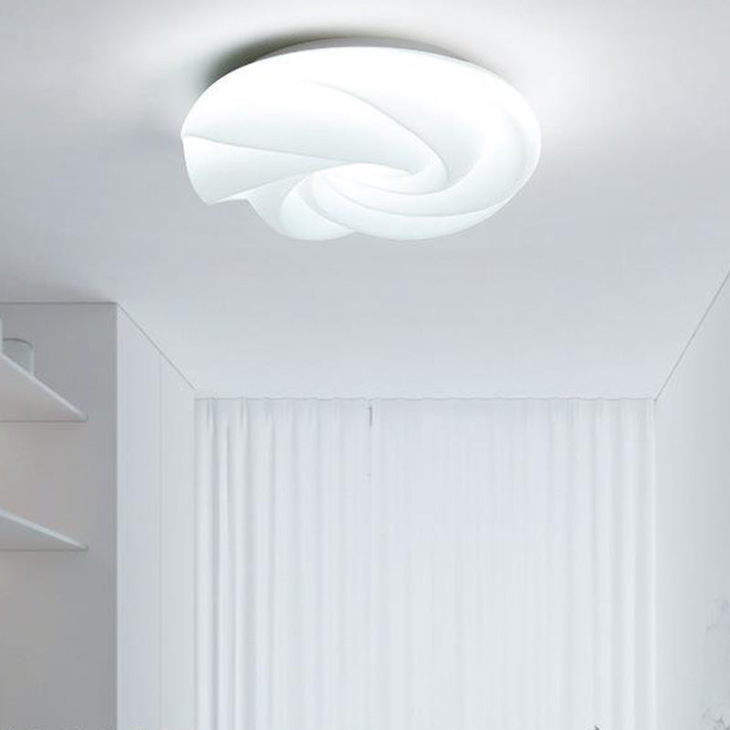 Contemporary Nordic Cream Flower Roll Acrylic Lampshade Iron LED Flush Mount Ceiling Light For Bedroom