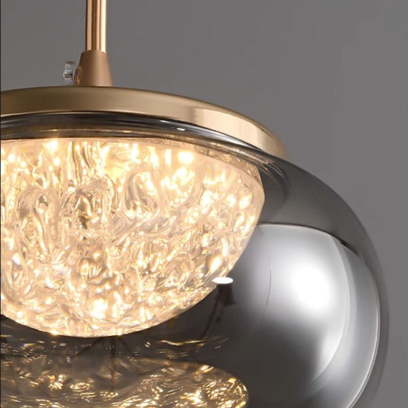 Modern Art Deco Hardware Acrylic Glass Lampshade Candy Bowl LED Pendant Light For Bedroom