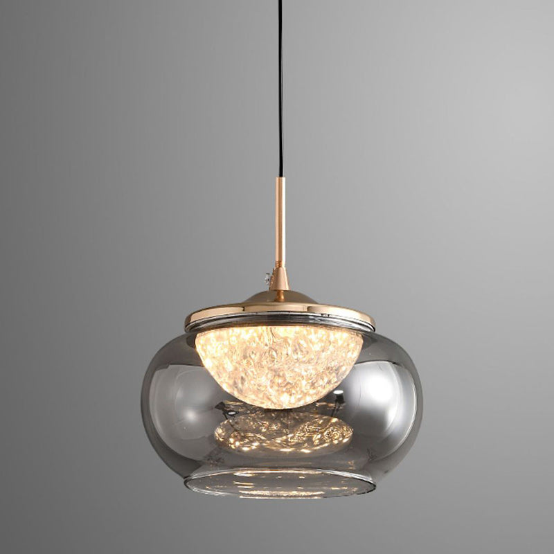 Modern Art Deco Hardware Acrylic Glass Lampshade Candy Bowl LED Pendant Light For Bedroom