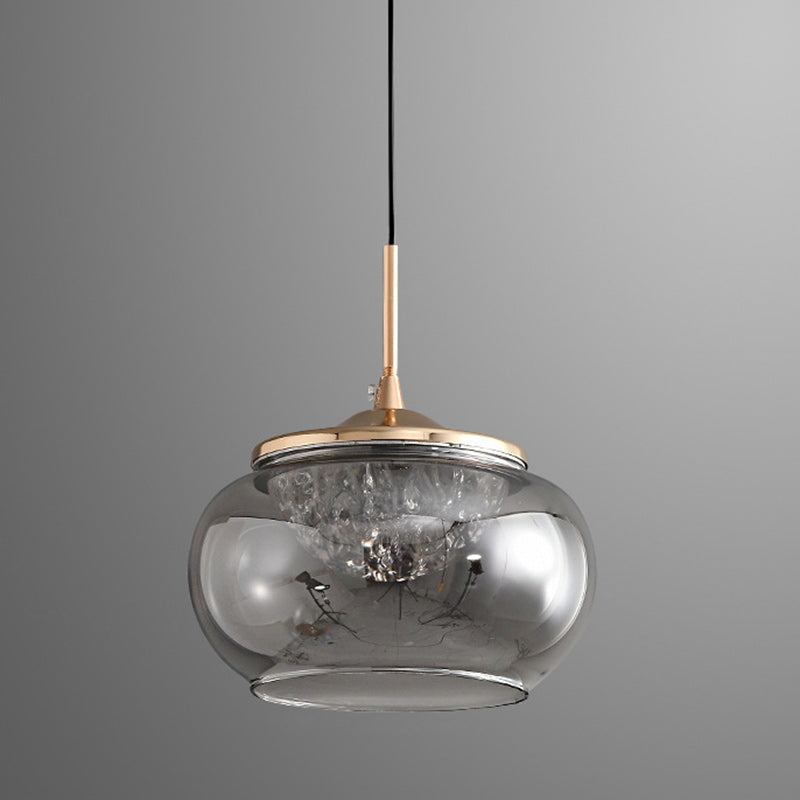 Modern Art Deco Hardware Acrylic Glass Lampshade Candy Bowl LED Pendant Light For Bedroom