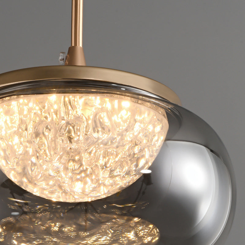 Modern Art Deco Hardware Acrylic Glass Lampshade Candy Bowl LED Pendant Light For Bedroom