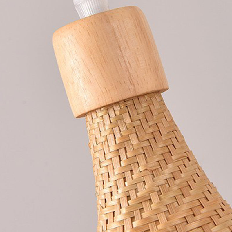 Contemporary Boho Hat Shape Bamboo Weaving Iron 1 - Light Pendant Light For Dining Room