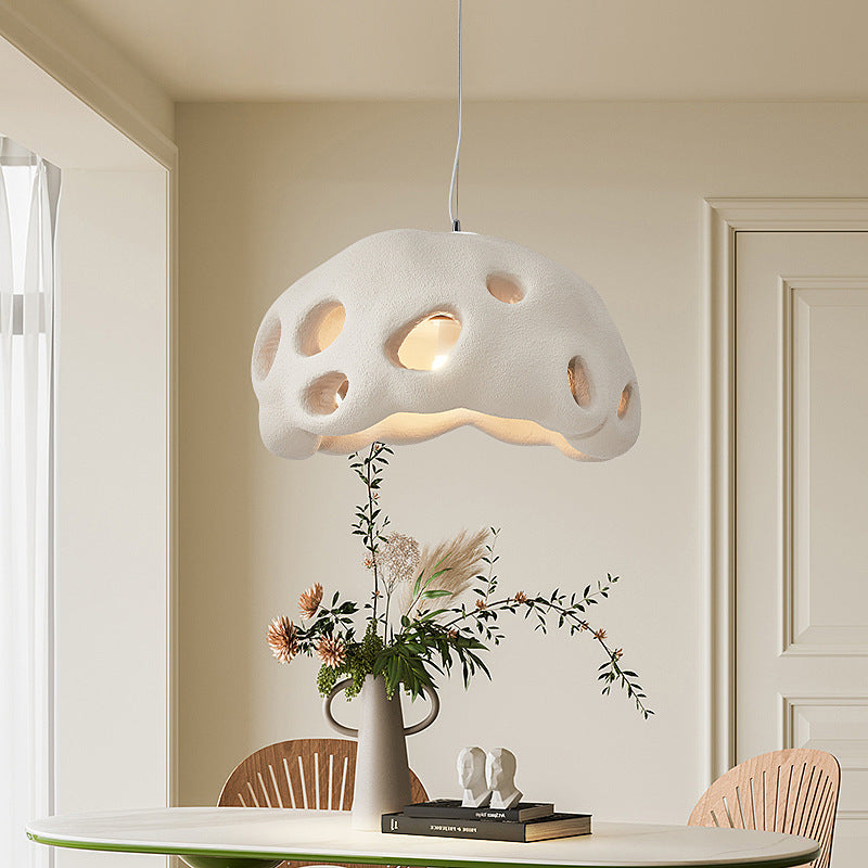 Contemporary Scandinavian Holes Full Polystyrene 1 - Light Chandelier For Dining Room
