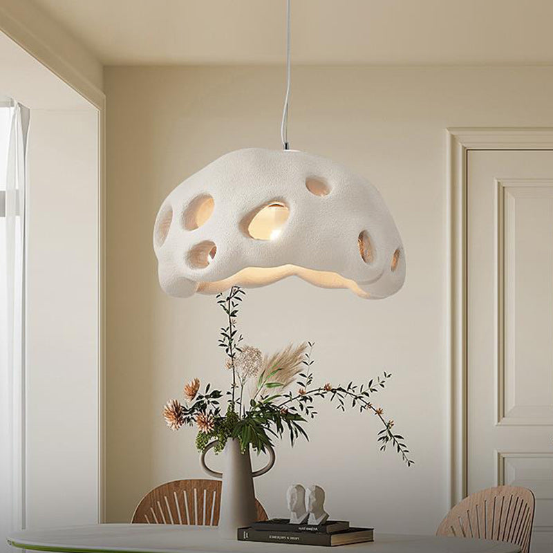 Contemporary Scandinavian Holes Full Polystyrene 1 - Light Chandelier For Dining Room