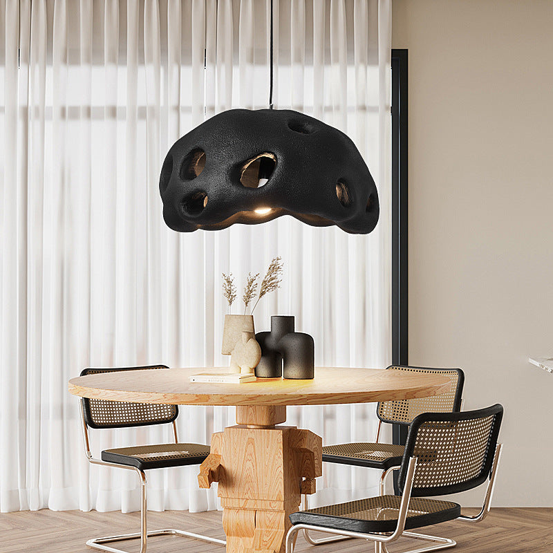 Contemporary Scandinavian Holes Full Polystyrene 1 - Light Chandelier For Dining Room