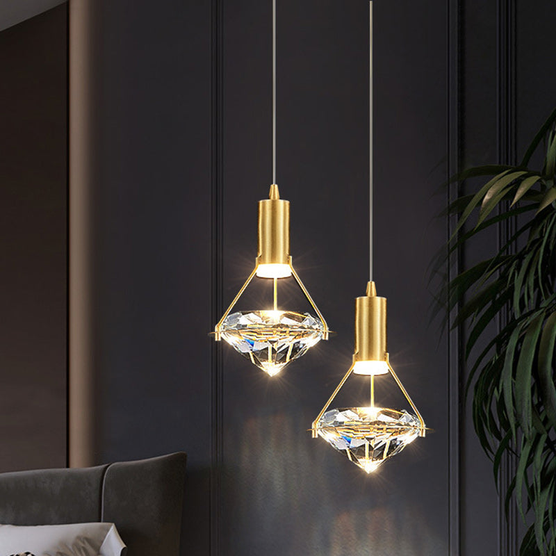 Modern Luxury Dome Diamond Full Copper Crystal 1 - Light Pendant Light For Dining Room