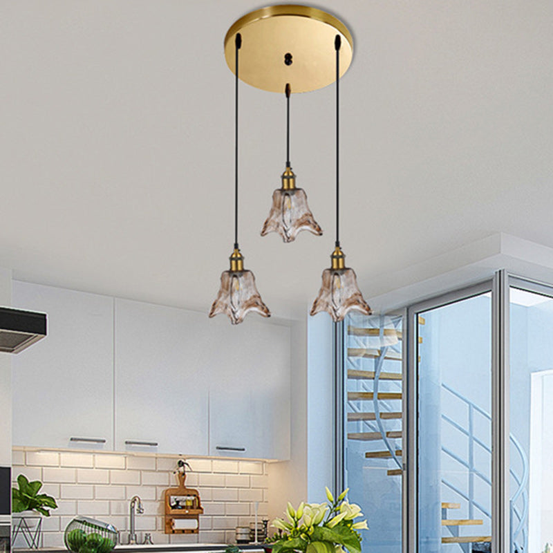 Contemporary Nordic Transparent Glass Lampshade Hardware 3 - Light Chandelier For Dining Room