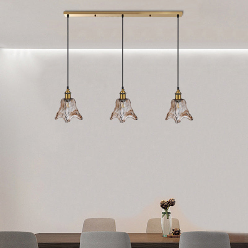 Contemporary Nordic Transparent Glass Lampshade Hardware 3 - Light Chandelier For Dining Room