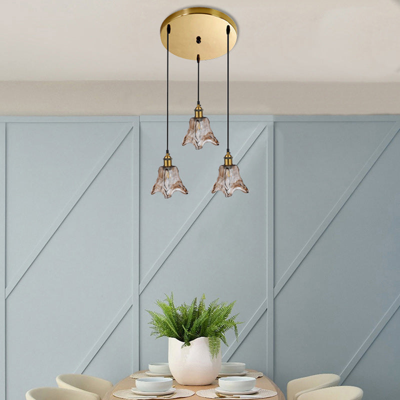 Contemporary Nordic Transparent Glass Lampshade Hardware 3 - Light Chandelier For Dining Room