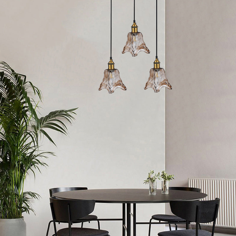 Contemporary Nordic Transparent Glass Lampshade Hardware 3 - Light Chandelier For Dining Room