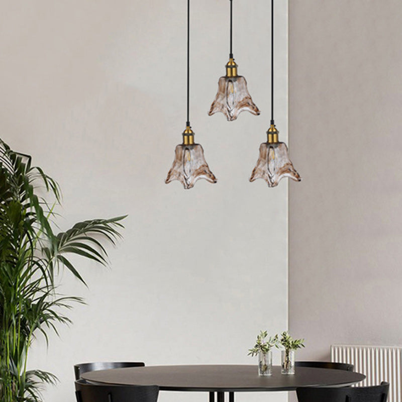 Contemporary Nordic Transparent Glass Lampshade Hardware 3 - Light Chandelier For Dining Room