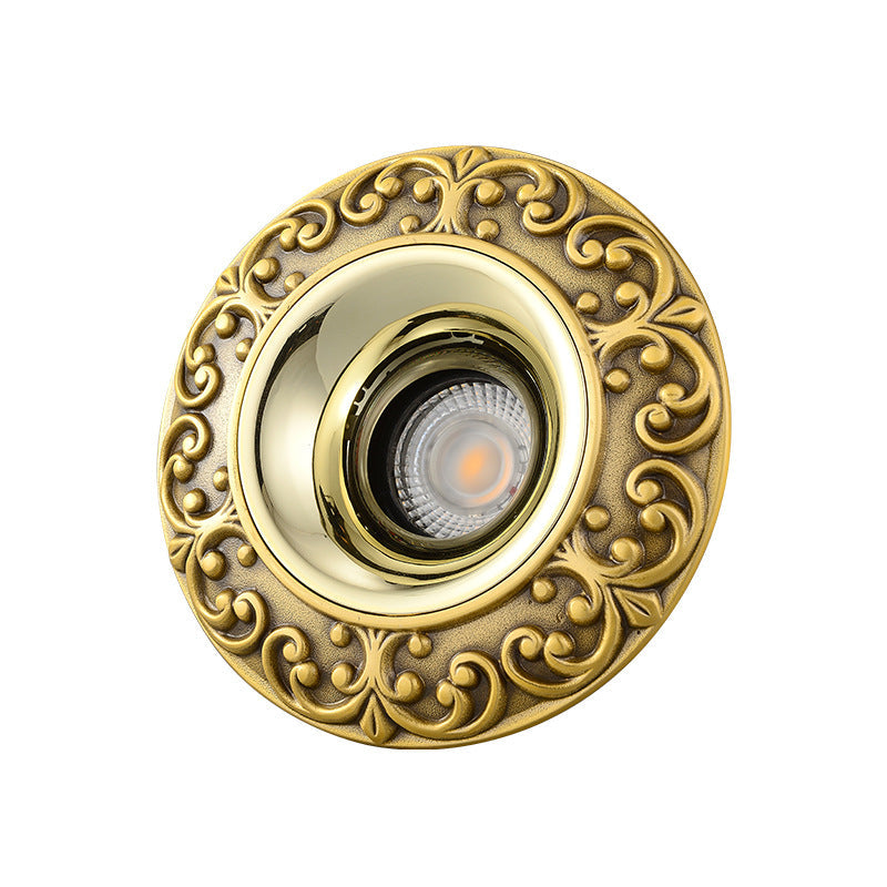 مصباح سقف LED دائري تقليدي صيني من النحاس والألومنيوم مثبت على السقف للممرات