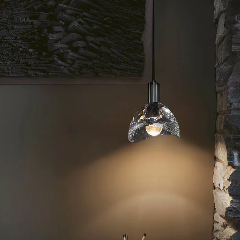 Modern Luxury Full Copper Crystal Lampshade 1 - Light Pendant Light For Dining Room
