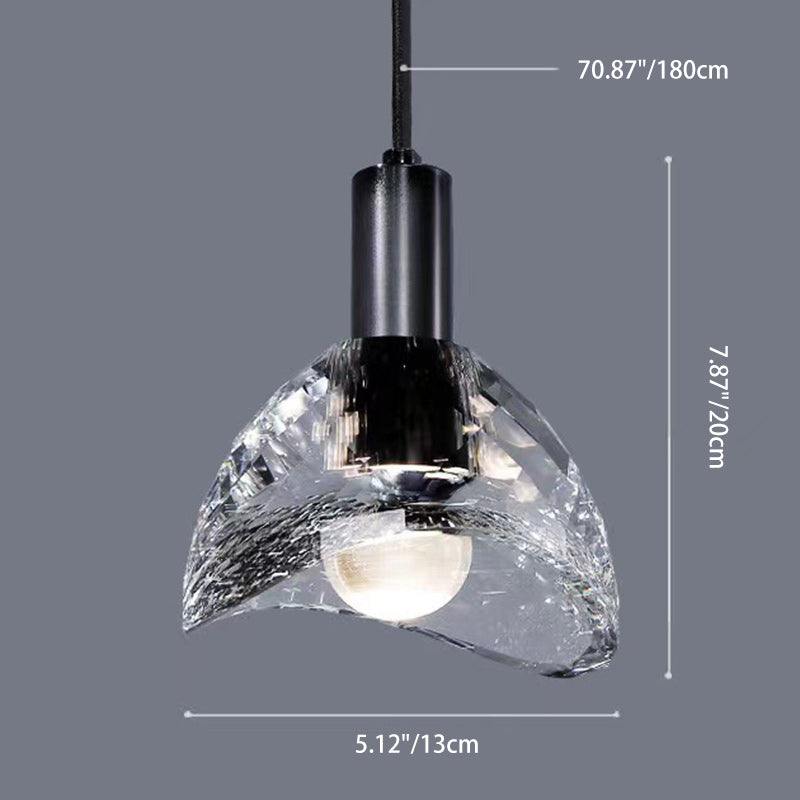 Modern Luxury Full Copper Crystal Lampshade 1 - Light Pendant Light For Dining Room