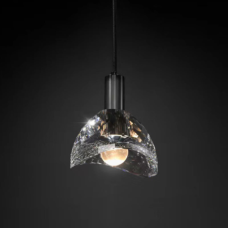 Modern Luxury Full Copper Crystal Lampshade 1 - Light Pendant Light For Dining Room
