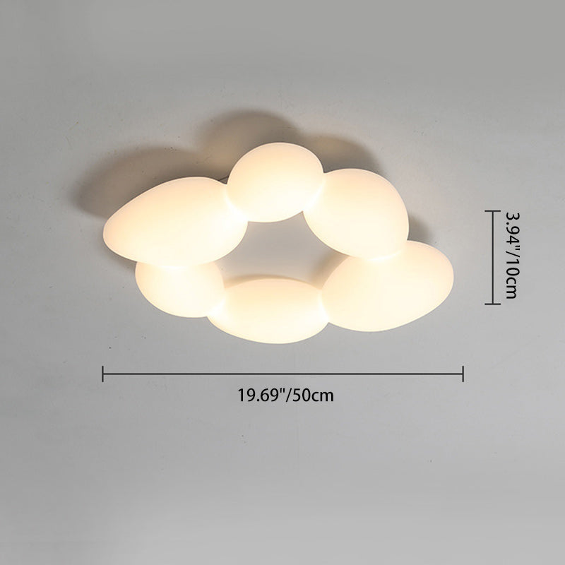 Contemporary Scandinavian Pebbles PE Lampshade Hardware LED Flush Mount Ceiling Light For Living Room