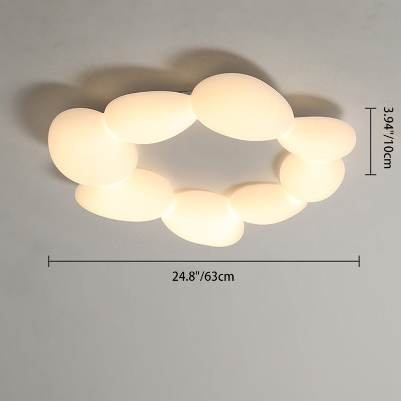 Contemporary Scandinavian Pebbles PE Lampshade Hardware LED Flush Mount Ceiling Light For Living Room