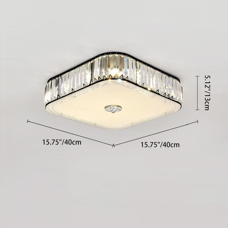 Modern Luxury Round Square Petal Crystal Glass Lampshade Hardware 4/5/6 - Light Flush Mount Ceiling Light For Living Room