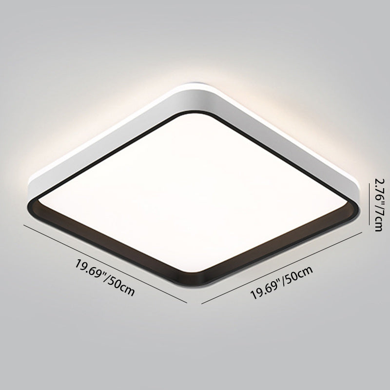 Modern Minimalist Square Roto-molding Hardware Lampshade LED Flush Mount Ceiling Light For Bedroom