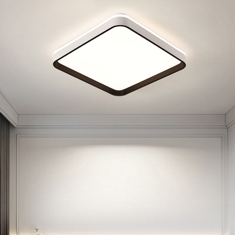 Modern Minimalist Square Roto-molding Hardware Lampshade LED Flush Mount Ceiling Light For Bedroom