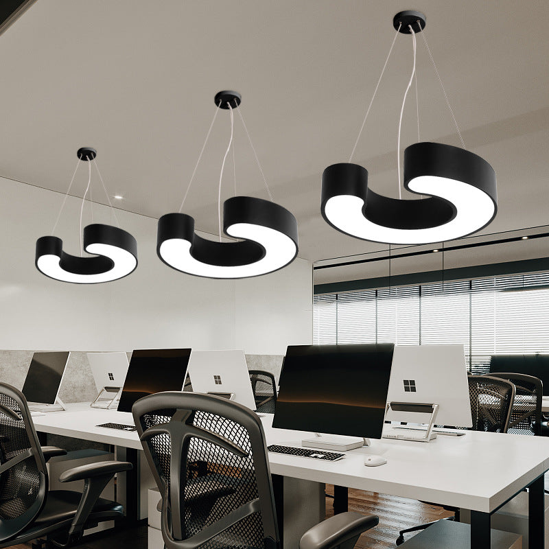 Modern Simplicity Dome Geometry Iron Acrylic Lampshade LED Chandelier For Office
