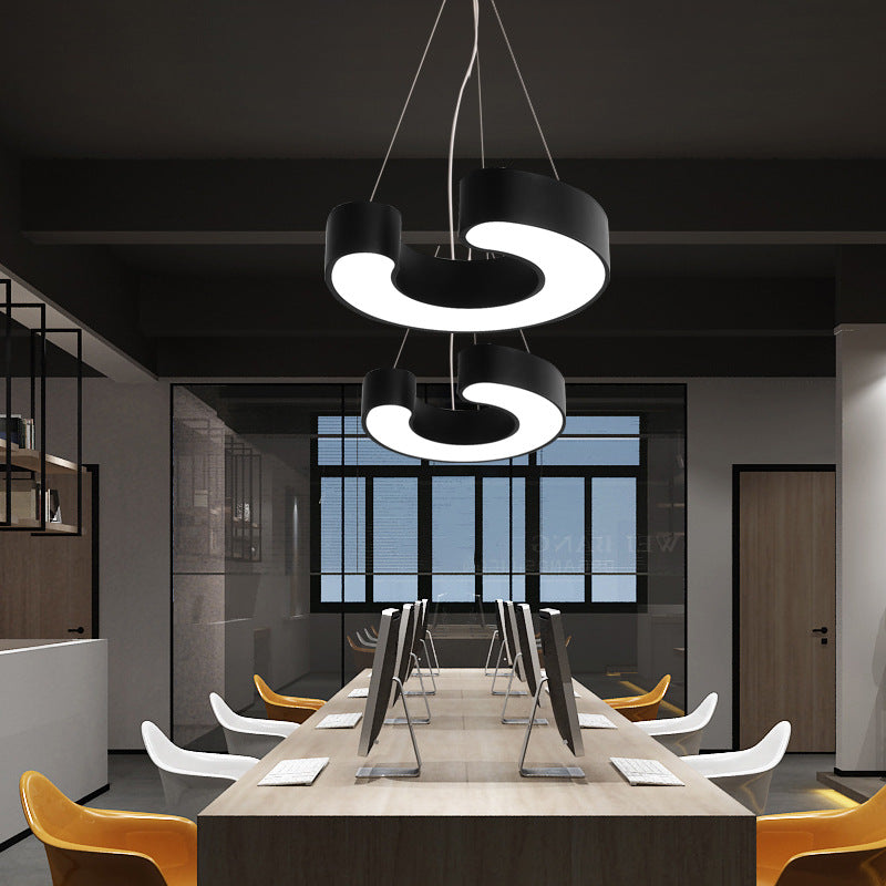 Modern Simplicity Dome Geometry Iron Acrylic Lampshade LED Chandelier For Office