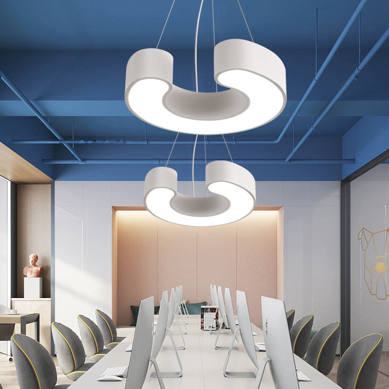 Modern Simplicity Dome Geometry Iron Acrylic Lampshade LED Chandelier For Office