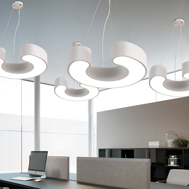 Modern Simplicity Dome Geometry Iron Acrylic Lampshade LED Chandelier For Office