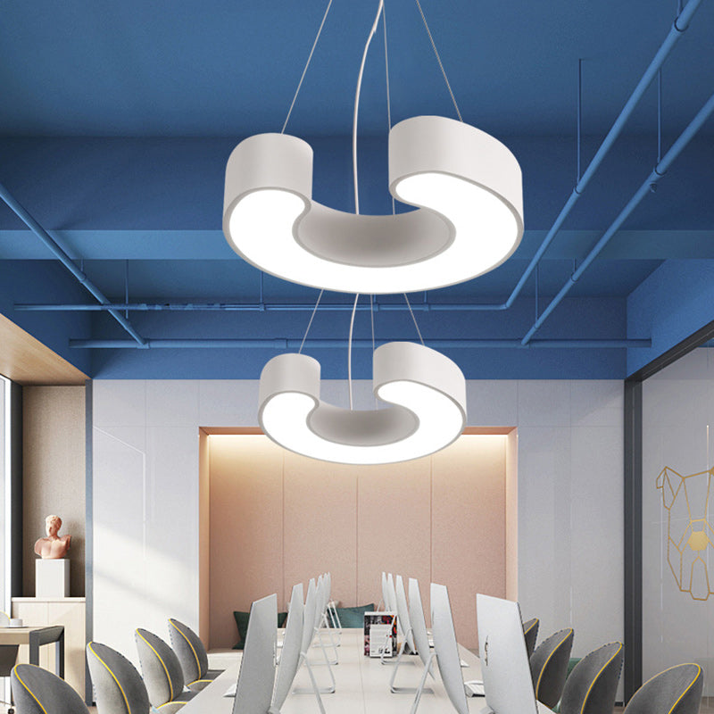 Modern Simplicity Dome Geometry Iron Acrylic Lampshade LED Chandelier For Office