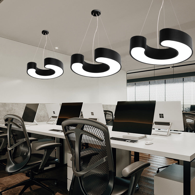 Modern Simplicity Dome Geometry Iron Acrylic Lampshade LED Chandelier For Office
