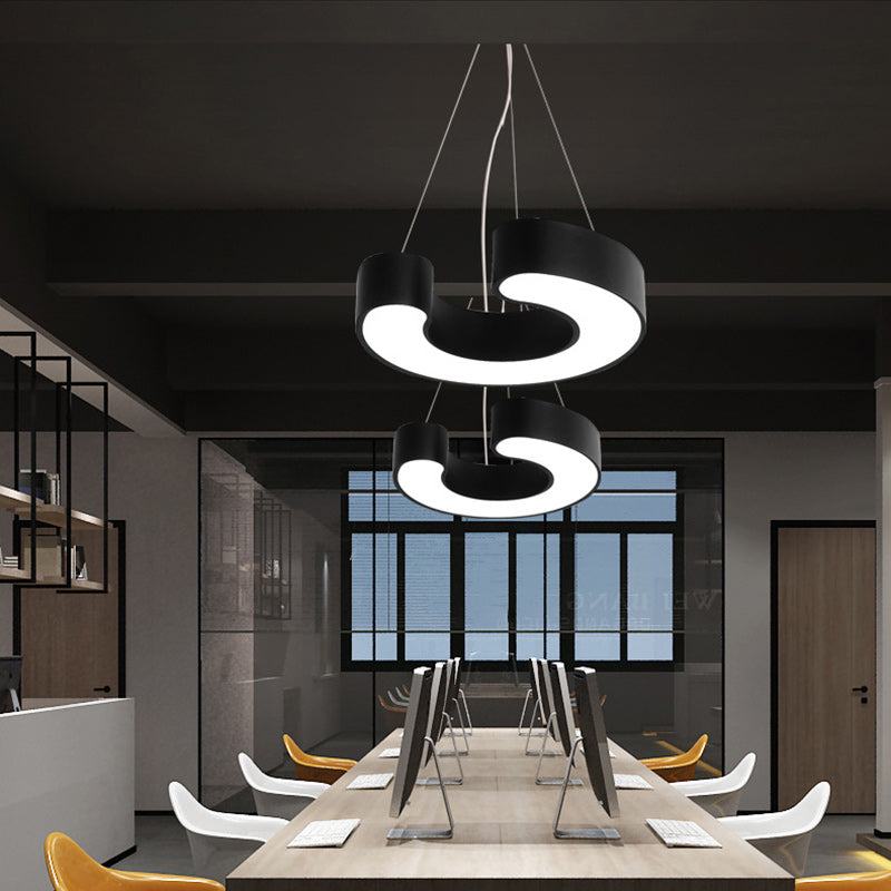 Modern Simplicity Dome Geometry Iron Acrylic Lampshade LED Chandelier For Office
