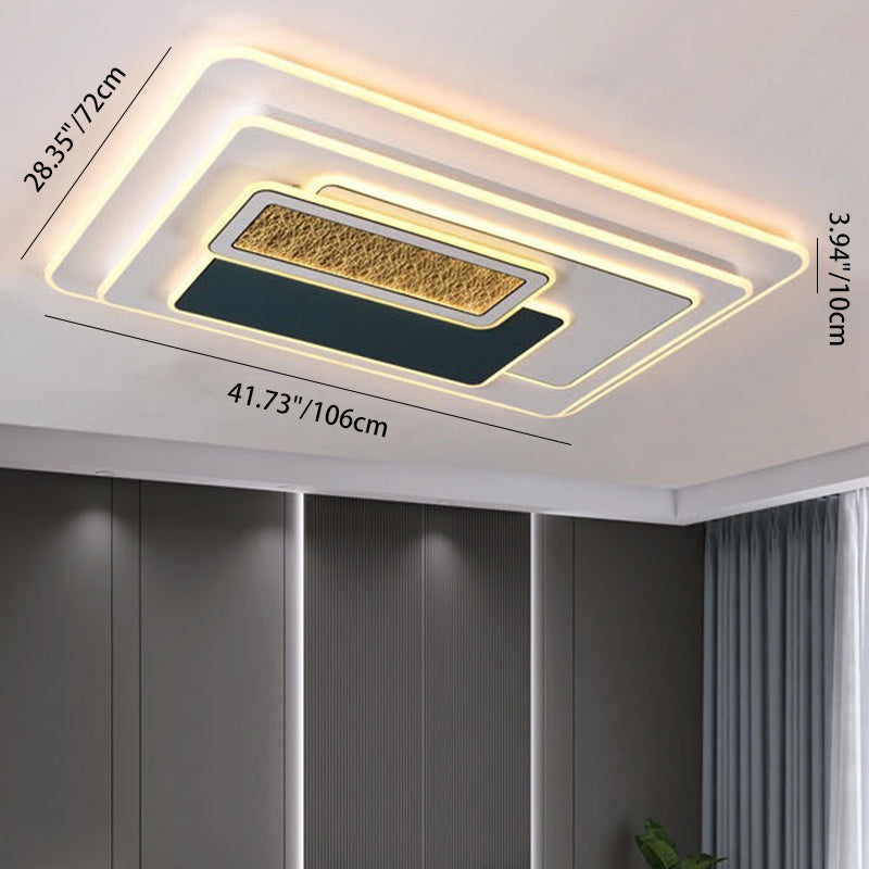 Contemporary Nordic Round Square Rectangle Acrylic Lampshade Hardware LED Flush Mount Ceiling Light For Living Room