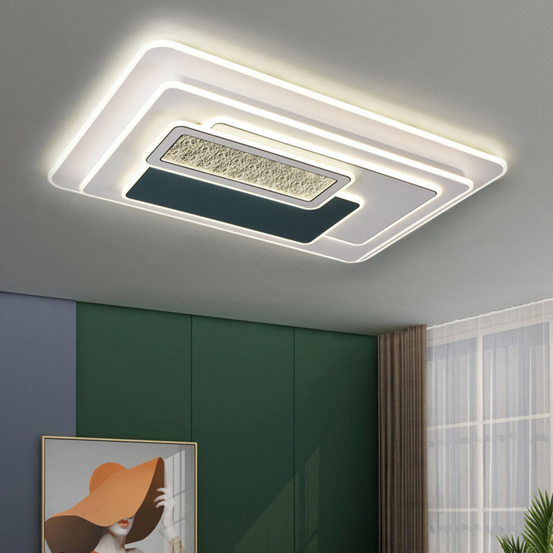Contemporary Nordic Round Square Rectangle Acrylic Lampshade Hardware LED Flush Mount Ceiling Light For Living Room