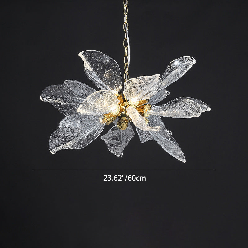 Modern Luxury Branch Leaves Crystal Lampshade Aluminum LED Chandelier For Dining Room