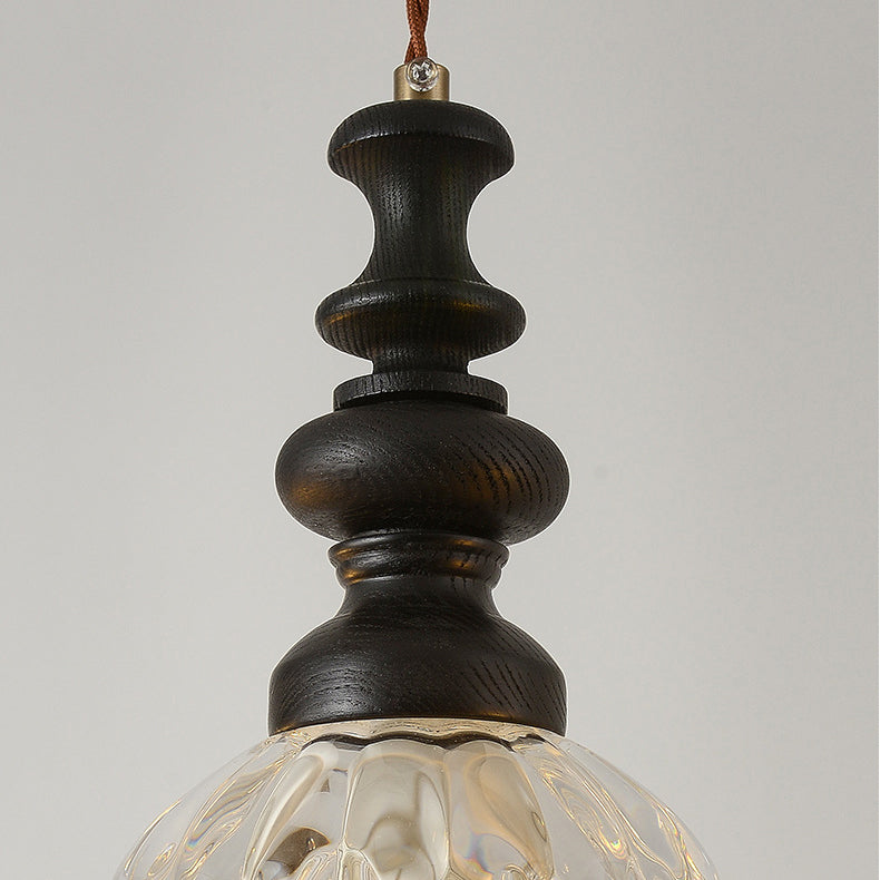 Traditional French Flower Shape Glass Lampshade Iron Solid Wood 1/3 - Light Chandelier For Dining Room