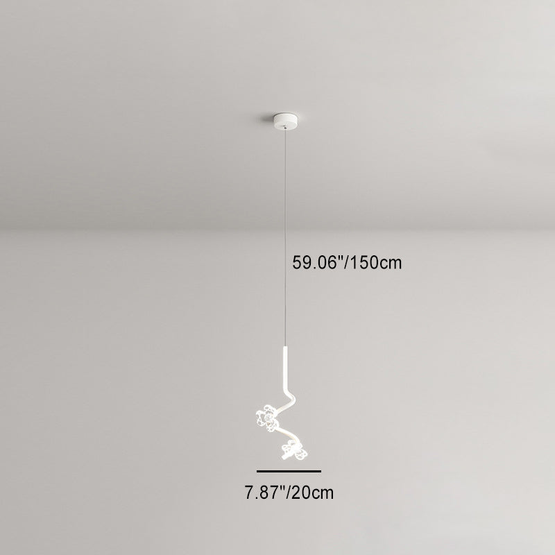 Contemporary Creative Dome Curve Stitching Flowers Iron Aluminum Silicone LED Pendant Light For Bedroom