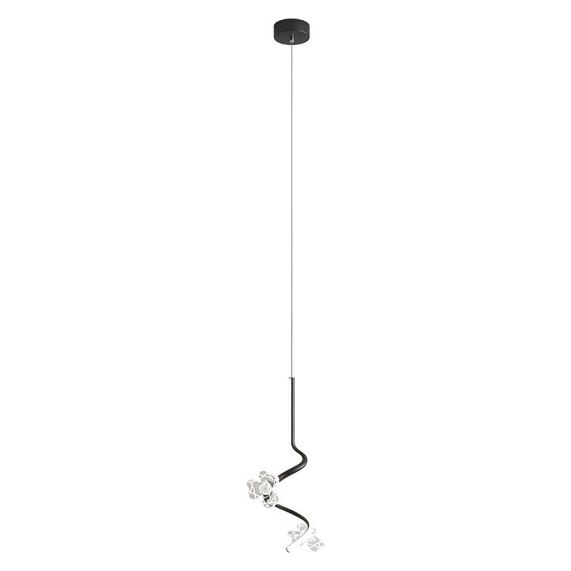 Contemporary Creative Dome Curve Stitching Flowers Iron Aluminum Silicone LED Pendant Light For Bedroom