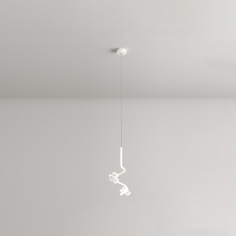 Contemporary Creative Dome Curve Stitching Flowers Iron Aluminum Silicone LED Pendant Light For Bedroom