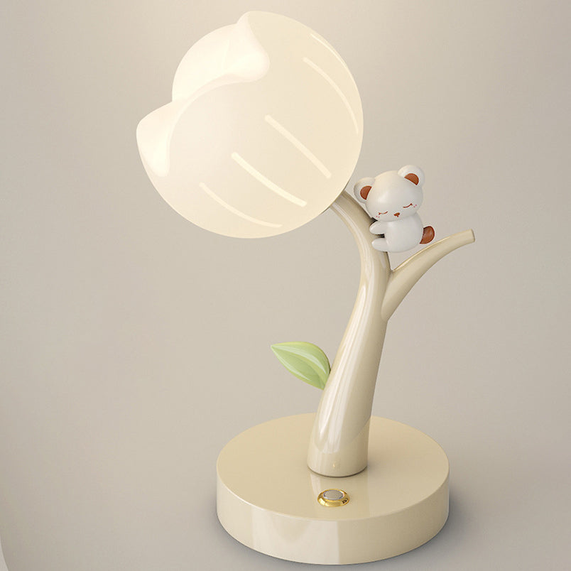 Contemporary Creative Flower PE Lampshade Iron Base LED Table Lamp For Living Room