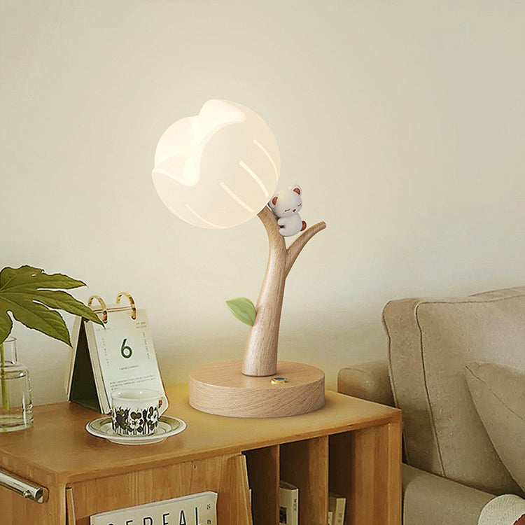 Contemporary Creative Flower PE Lampshade Iron Base LED Table Lamp For Living Room
