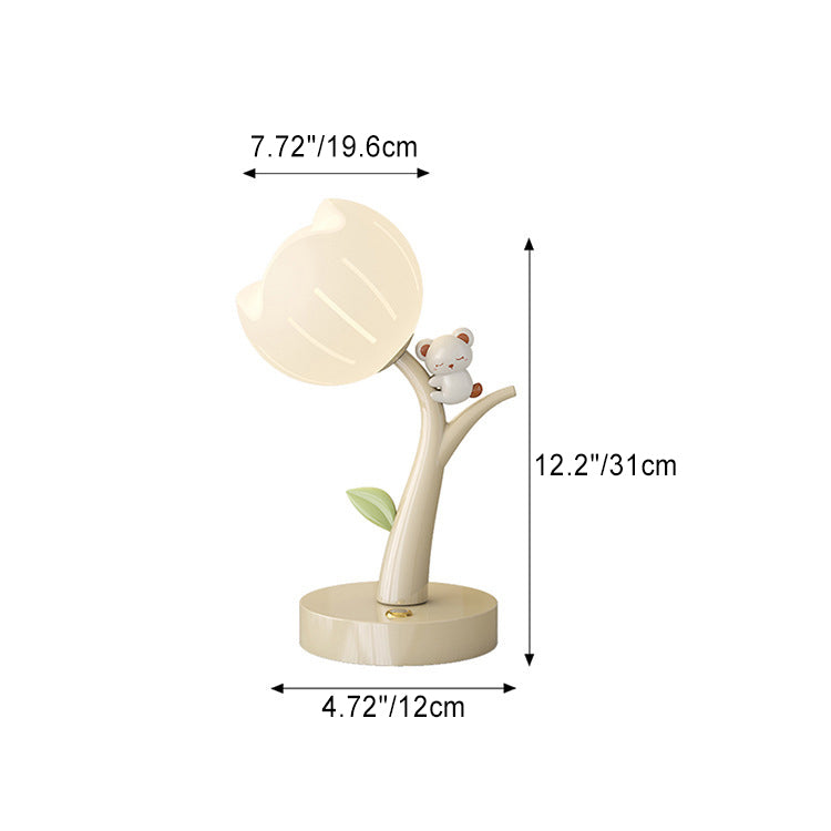 Contemporary Creative Flower PE Lampshade Iron Base LED Table Lamp For Living Room