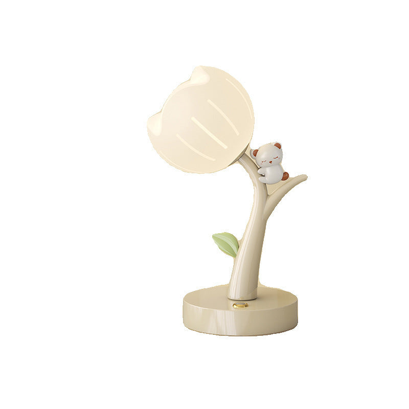 Contemporary Creative Flower PE Lampshade Iron Base LED Table Lamp For Living Room