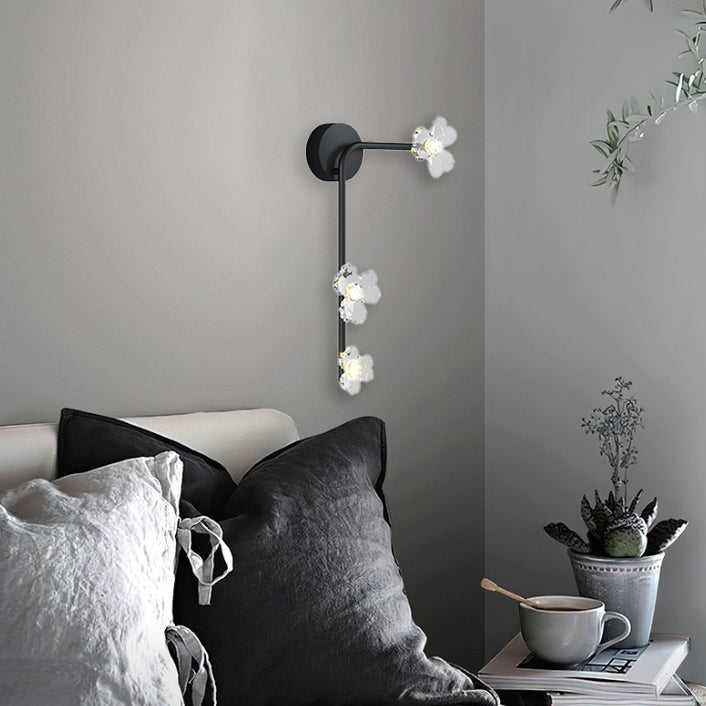 Modern Art Deco Flowers Acrylic Iron Lampshade LED Wall Sconce Lamp For Living Room