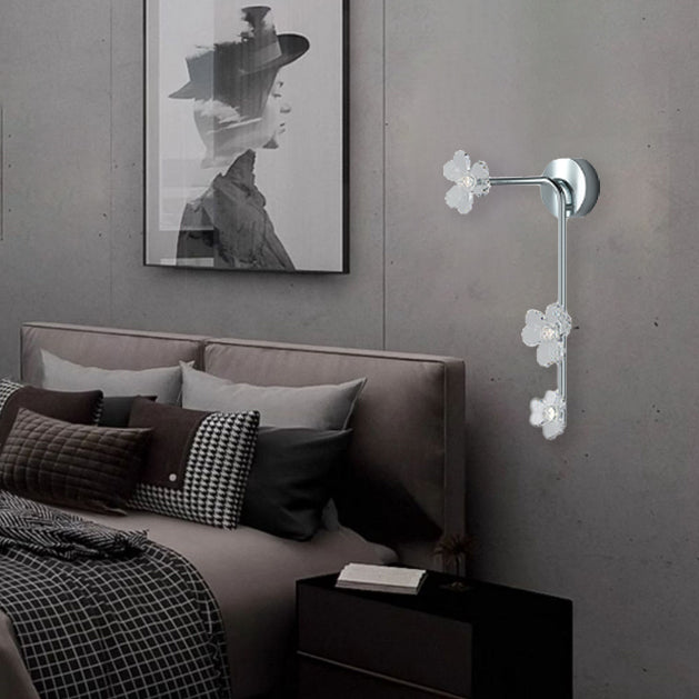 Modern Art Deco Flowers Acrylic Iron Lampshade LED Wall Sconce Lamp For Living Room