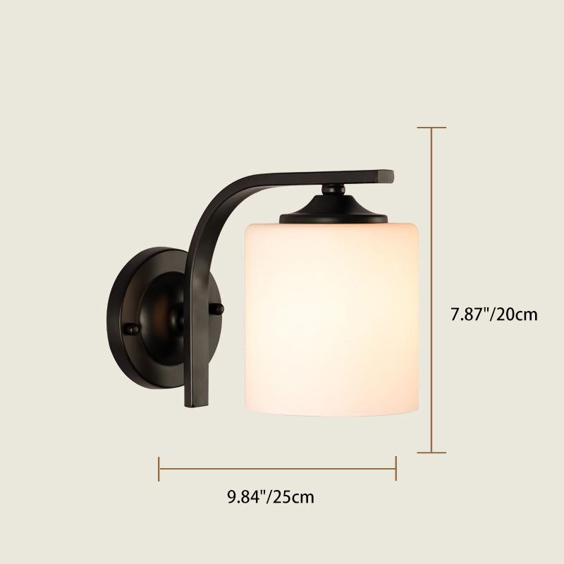 Modern Simplicity Cylinder Glass Lampshade Iron 1 - Light Wall Sconce Lamp For Living Room